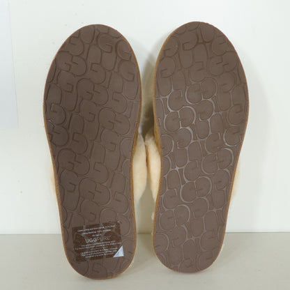 【美品！】UGG アグ★ポンポン付きリボンが可愛い♪ ファースリッパ ルームシューズ 大きいサイズ26.5 ブラウン系 sh201