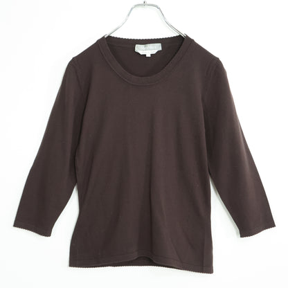 マックスマーラ Max Mara★スカラップの縁取り♪長袖カットソー 大きいサイズL ブラウン系 z22602