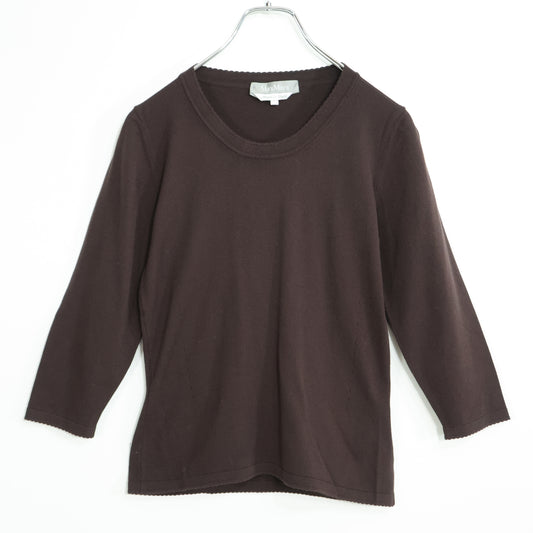 マックスマーラ Max Mara★スカラップの縁取り♪長袖カットソー 大きいサイズL ブラウン系 z22602