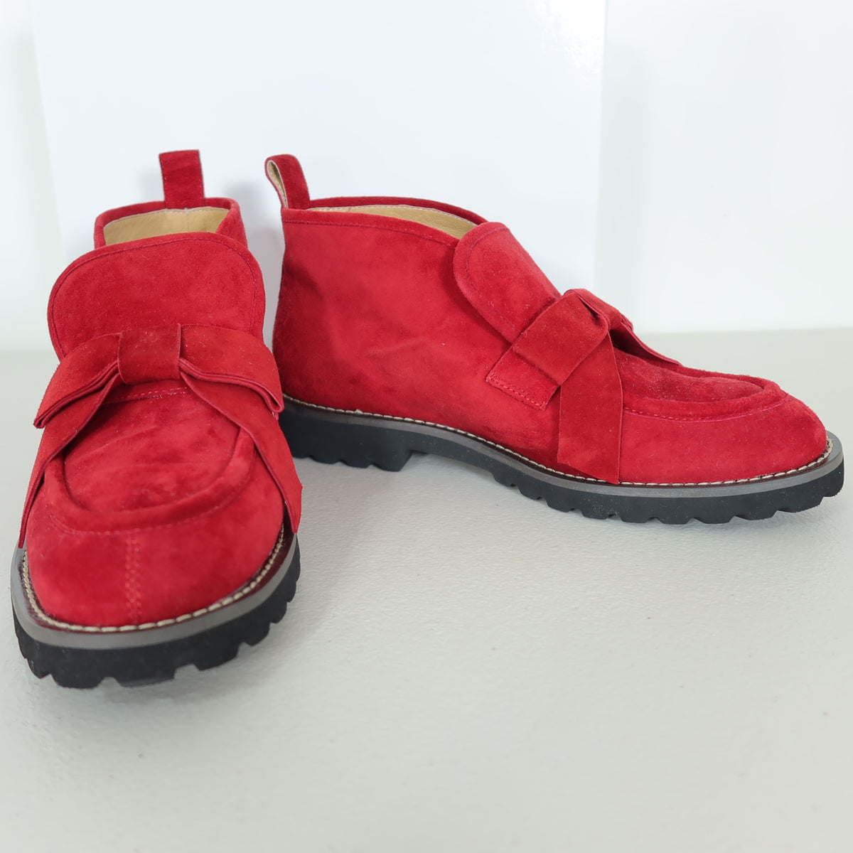 【美品】ピンクハウス★シープスエードシューズ リボン ショートブーツ サイズ4(L) 赤系 *sh158