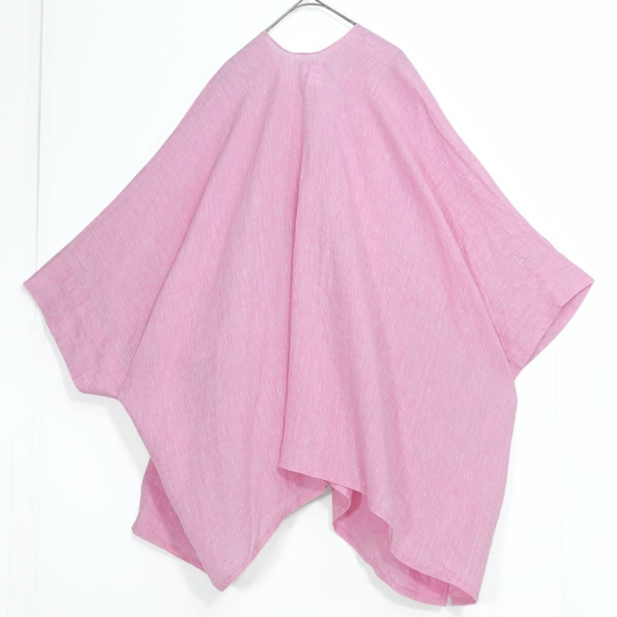 【美品】SOUSOU ソウソウ★麻 きさらぎ はおりもの ひも付き ピンク系 無地 薄手 z20456