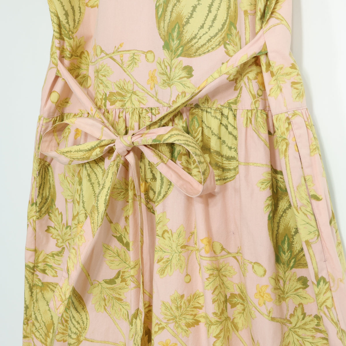 ピンクハウス★スイカがいっぱい♪ワンピース リボンモチーフ 腰ひも ティアード風 前開き ピンタック ピンク系 z22258