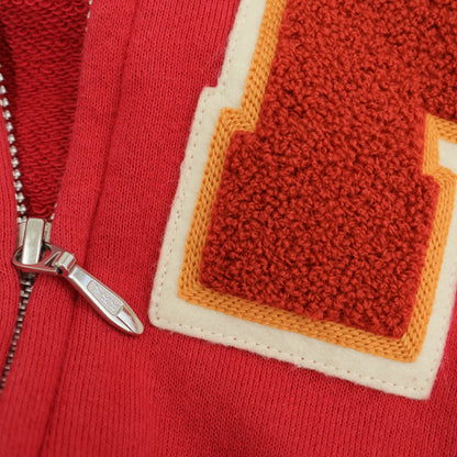 ピンクハウス★ジップアップパーカー スウェット サイズM 赤系 サガラ刺繍ロゴ♪無地 z23192