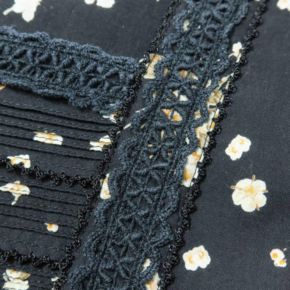 ピンクハウス★たくし上げ♪ブーケpt半袖ワンピース 黒系 リボン&スモッキング刺繡♪薄手 z19737