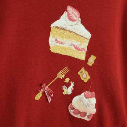 ピンクハウス★スイーツpt&ギンガムリボン♪長袖カットソー Tシャツ サイズM 赤系 無地 z22625