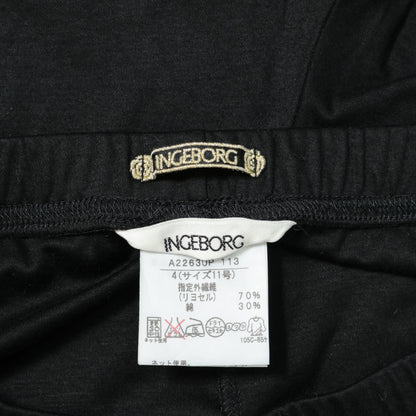 インゲボルグ★クシュっと感が可愛い♪ クロップドレギンス ミニリボン付き サイズ4(11号) 黒系 z22330