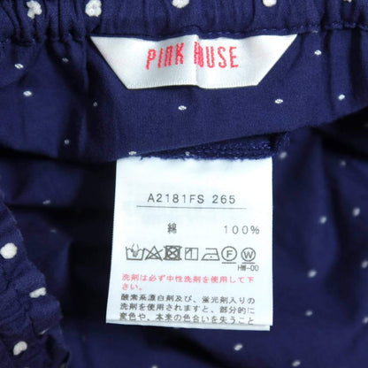 【美品】ピンクハウス★アシンメトリー フリルデザイン♪ドット刺繍 綿100% フレアスカート サイズ9号 ネイビー系 z20257