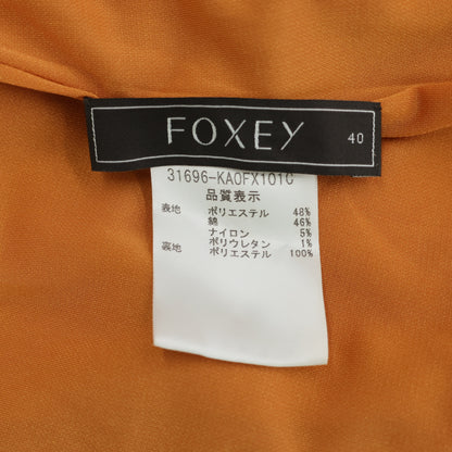 FOXEY★裾フレア♪ノースリーブニットワンピース サイズ40 オレンジ系 ロゴプレート♪z23550