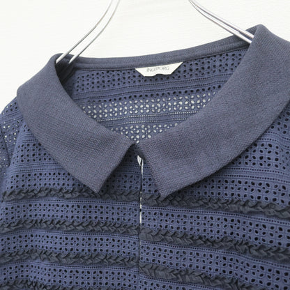 【美品・紙タグ有】インゲボルグ★二点セット！カットワークレースのボレロ&ワンピース サイズ11 紺系 モチーフ♪残布有 z23367
