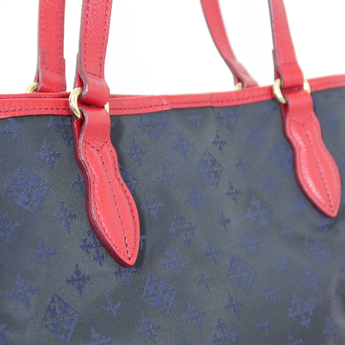 【美品】ラシットrusset★Lilyシリーズ 大人可愛い トートバッグ モノグラム A4収納可 ネイビー×ピンク ＊ba183