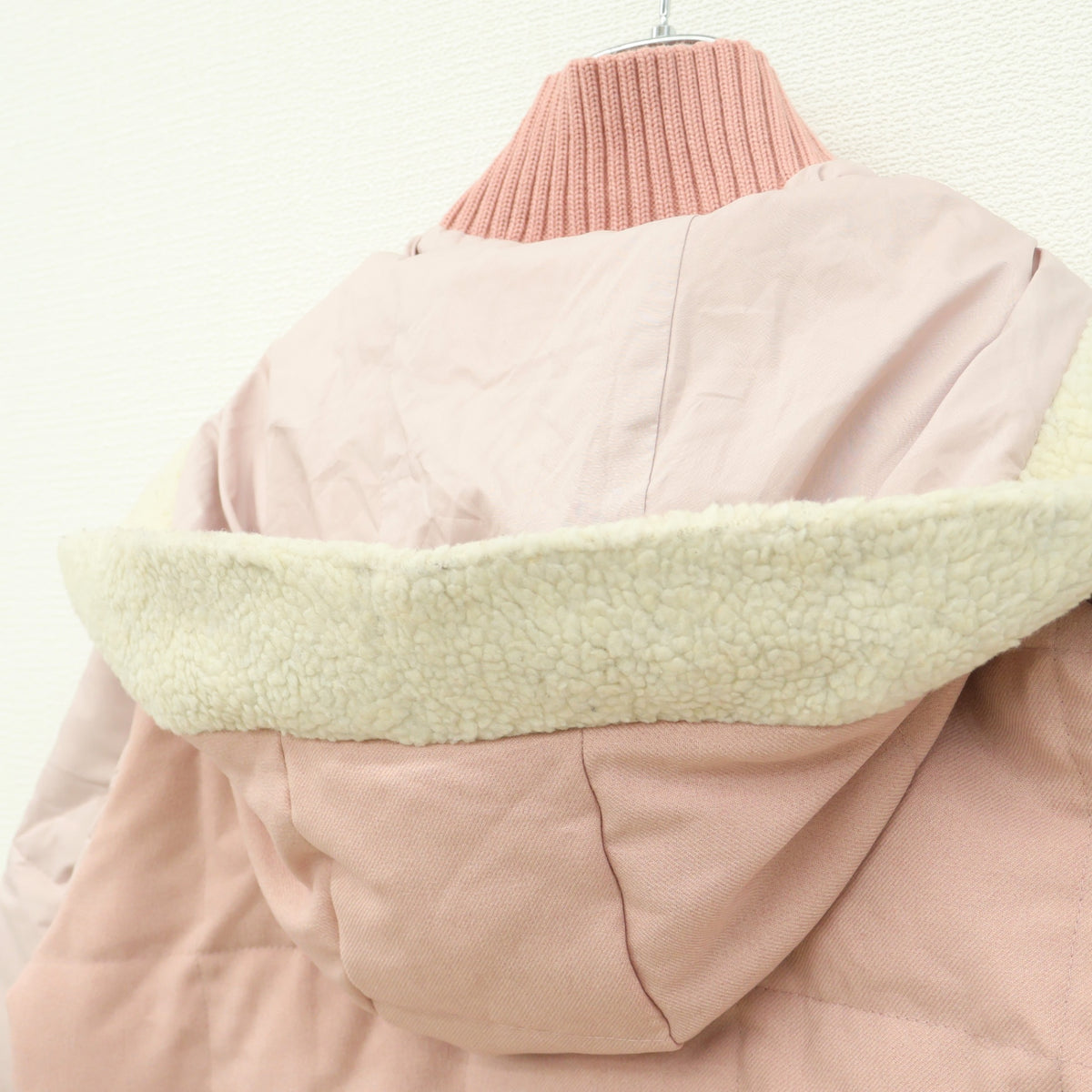 ピンクハウス★2way♪異素材ダウンジャケット ブルゾン ピンク系 ロゴ刺繍♪フード付き z23416