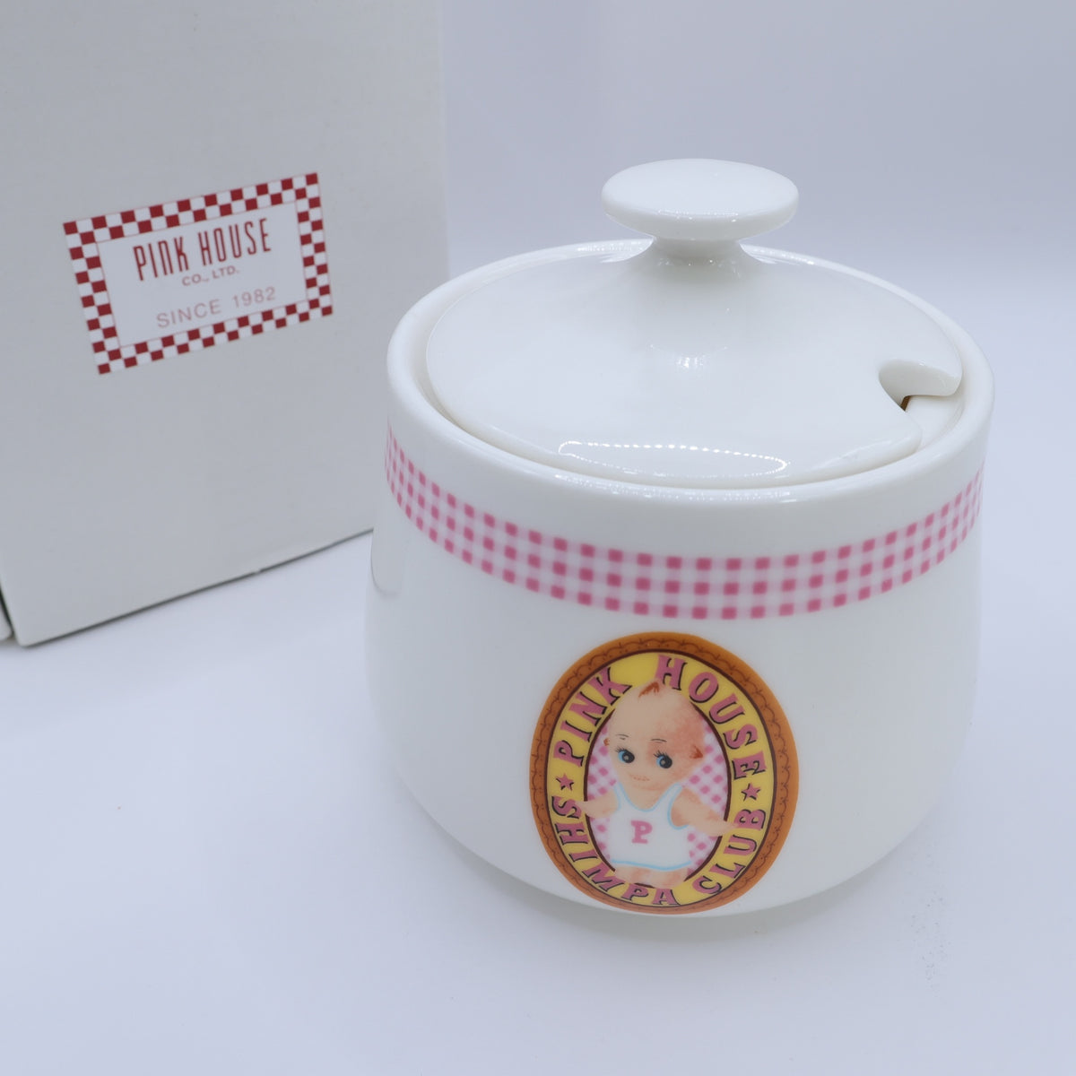ピンクハウス★キューピーシュガーポット 砂糖入れ 陶器 白系 so409