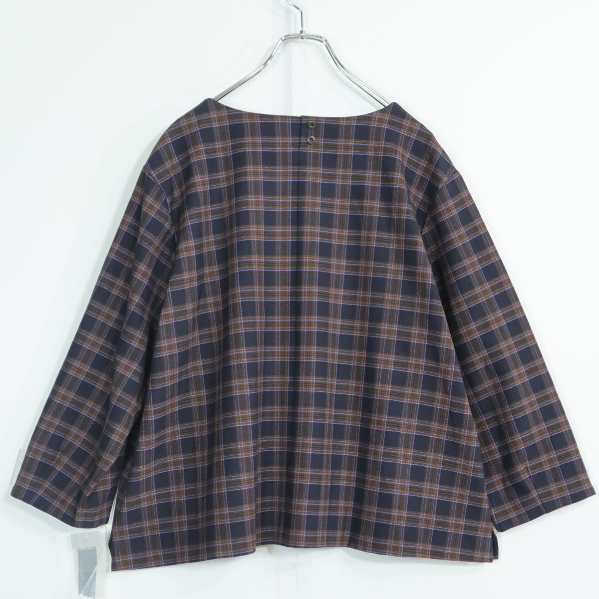 【新品タグ付！】Fleur by mint breeze★シックなチェック柄♪長袖カットソー 秋冬物 大きいサイズ3L 紺×茶系 z22675