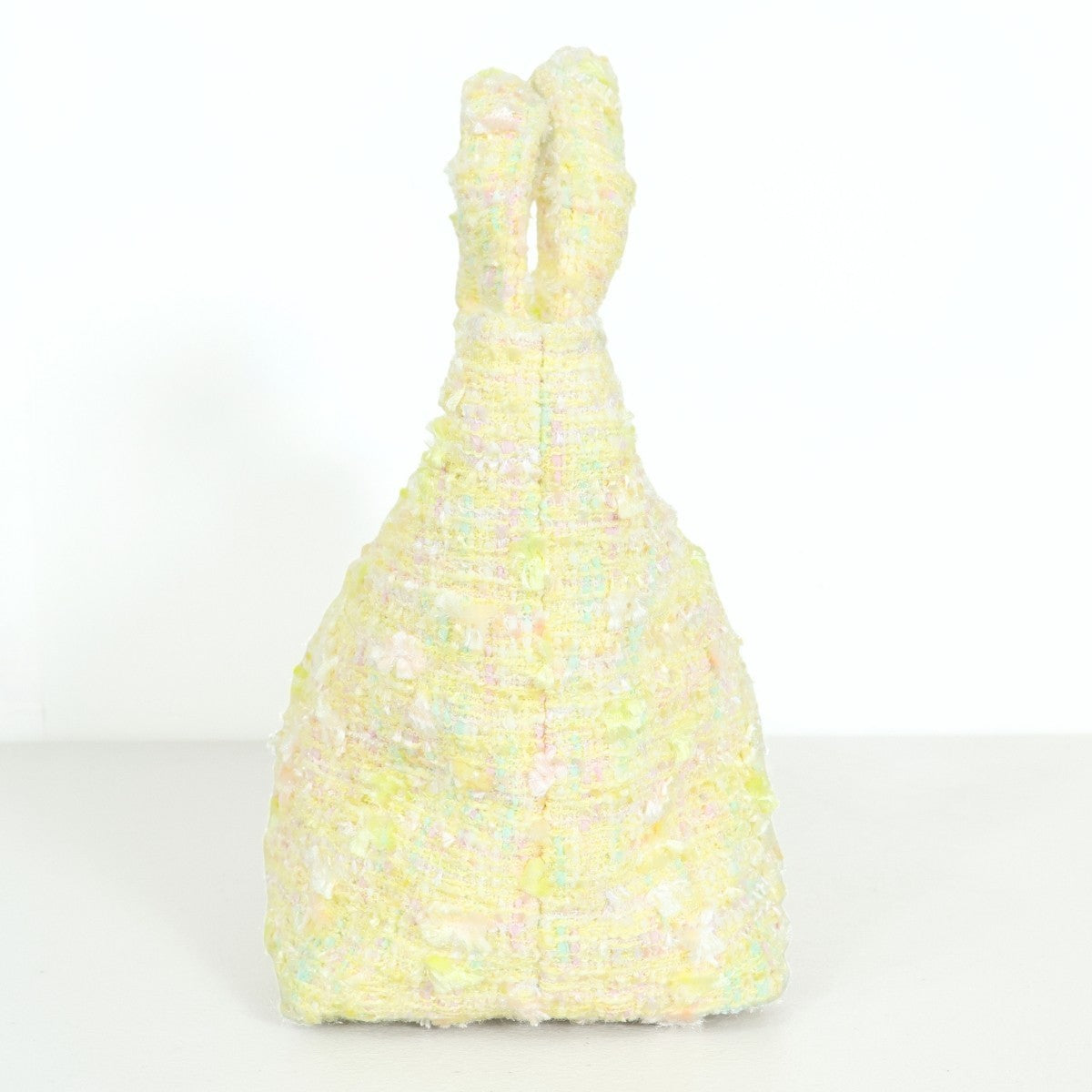 【美品】Magnolie★パステルカラーが可愛い♪ ツイードバッグ 黄色系 ba223