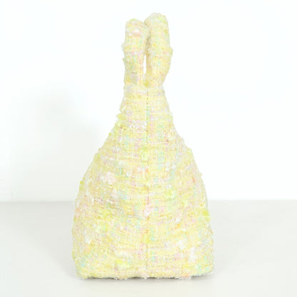 【美品】Magnolie★パステルカラーが可愛い♪ ツイードバッグ 黄色系 ba223