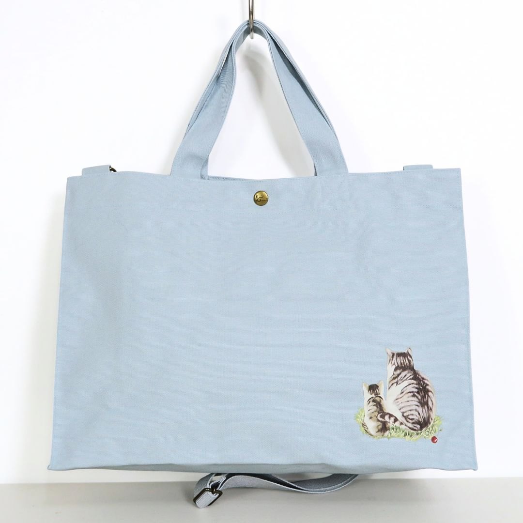 【極美品：紙タグあり】カールヘルム★さくらんぼの丘のねこプリント2WAY ショルダーバッグ ピンクハウス系 ブルー系 ＊ba307