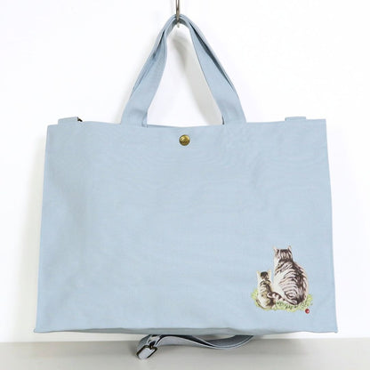 【極美品：紙タグあり】カールヘルム★さくらんぼの丘のねこプリント2WAY ショルダーバッグ ピンクハウス系 ブルー系 ＊ba307