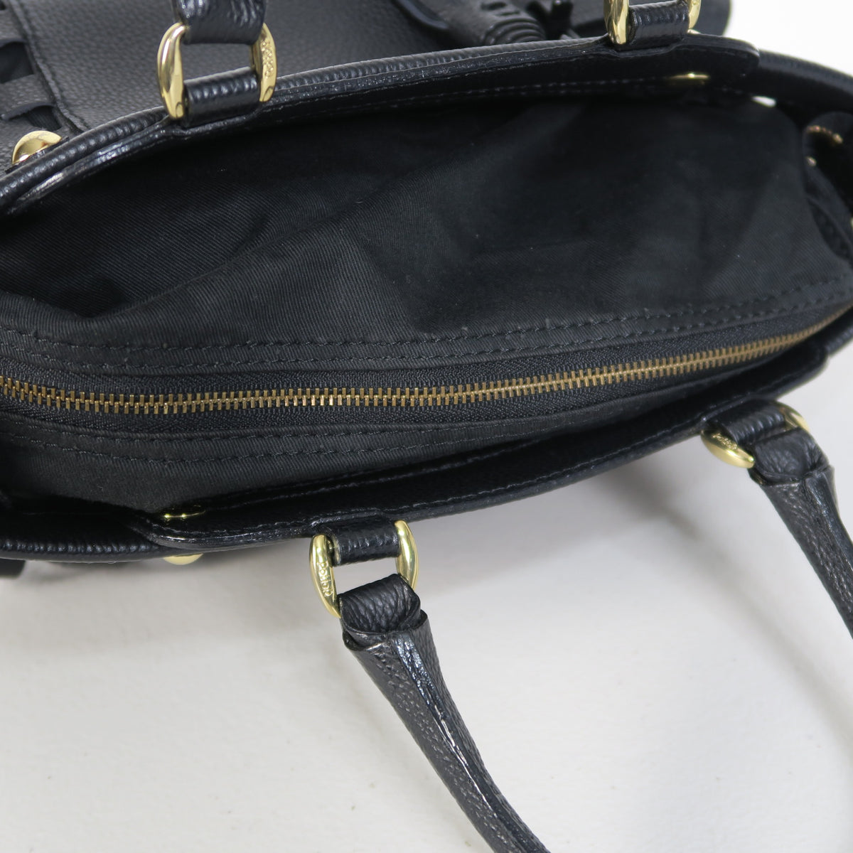 【美品】PotioR ポティオール★可愛い！サイドメッシュ ハンドバッグ 牛皮 レザー 黒系＊ba339
