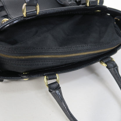 【美品】PotioR ポティオール★可愛い！サイドメッシュ ハンドバッグ 牛皮 レザー 黒系＊ba339