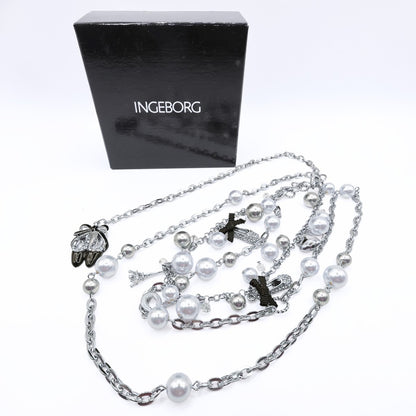 インゲボルグ★ロングネックレス バレエシューズ ＆ エッフェル塔モチーフ パール ロングネックレス チェーンベルト so287