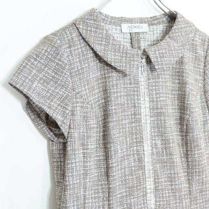 【タグ付・極美品】レリアンNEMIKA★上品なワンピース♪ツイード風♪ サイズ9号 ブラウン系 z20164