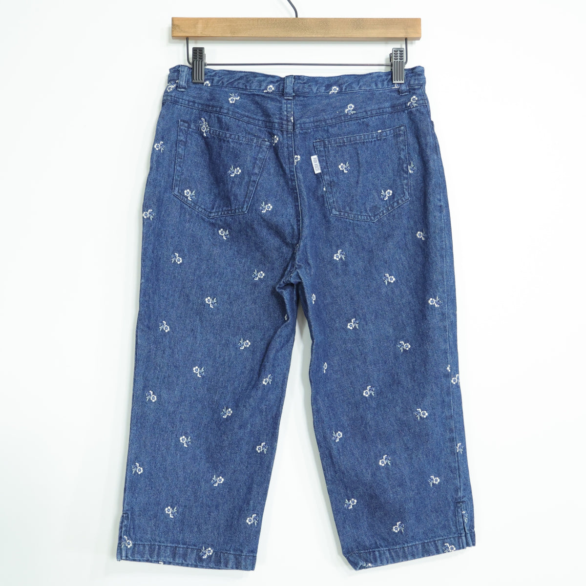 ピンクハウス★お花の刺しゅう♪デニムのハーフパンツ 大きいサイズL ネイビー系 綿100％  z22190