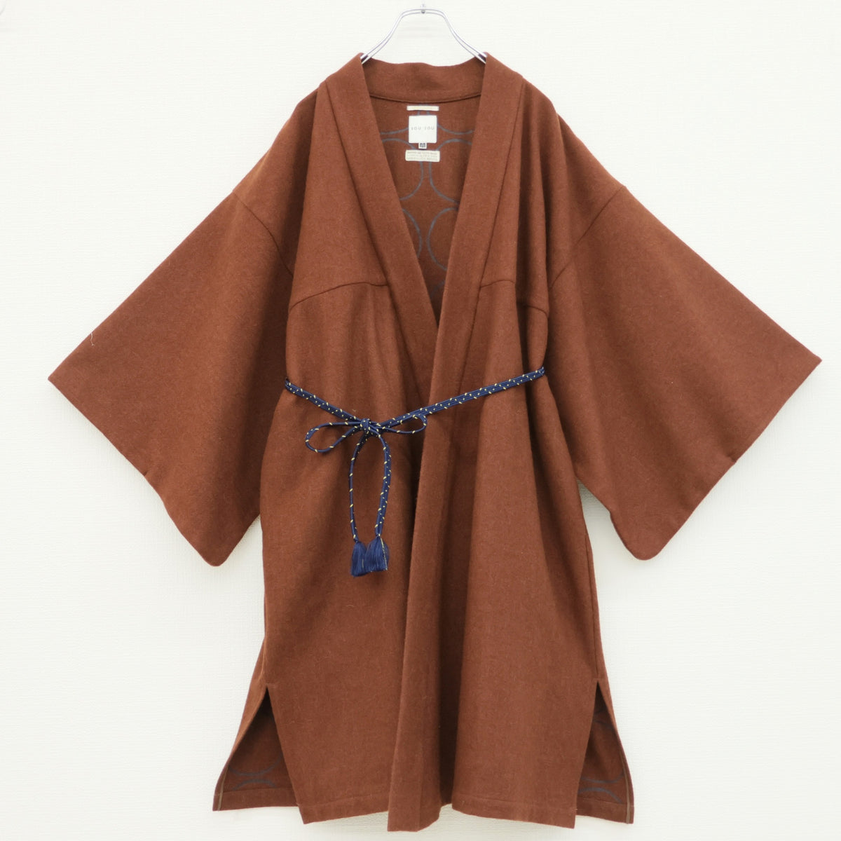 【美品】SOU・SOU★和の趣き♪小袖羽織 長丈 サイズM 茶系 ロングコート ウール混  無地 z23562