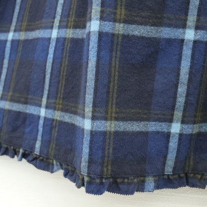 【美品】ピンクハウス★ふんわりあったか♪ネル素材の長袖フーディワンピース 前開き 紺系 オリチェ柄♪z23536