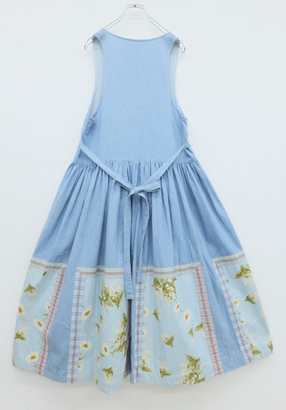 ピンクハウス★主役級♪すずらん柄パッチワーク♪ デニム 雛菊 前開き ジャンパースカート 水色系 z23503
