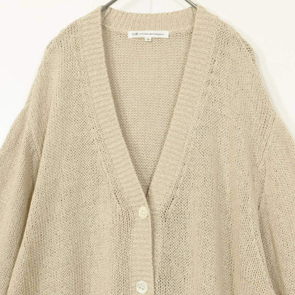 23区★シルク＆麻 混紡♪上質ニット Vネックカーディガン  ゆったりシルエット 大きいサイズ46 ベージュ系＊z12853