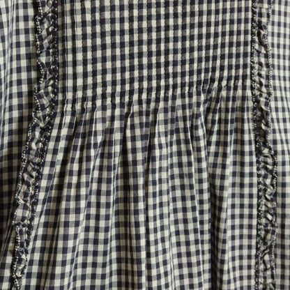 【極美品】ピンクハウス★ふんわりフォルム♪ギンガムチェックブラウス 紺系 サテンリボン♪＊z15830