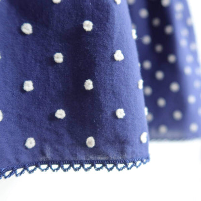 【美品】ピンクハウス★アシンメトリー フリルデザイン♪ドット刺繍 綿100% フレアスカート サイズ9号 ネイビー系 z20257