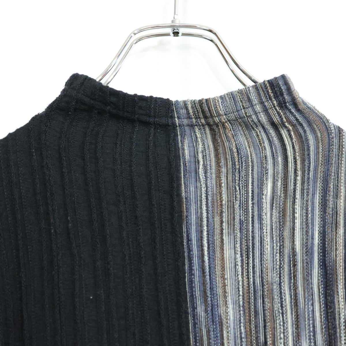 HAI SPORTING GEAR イッセイミヤケ★ニットの上下セット プルオーバー&ロングタイトスカート サイズM 黒×グレー系 z22219