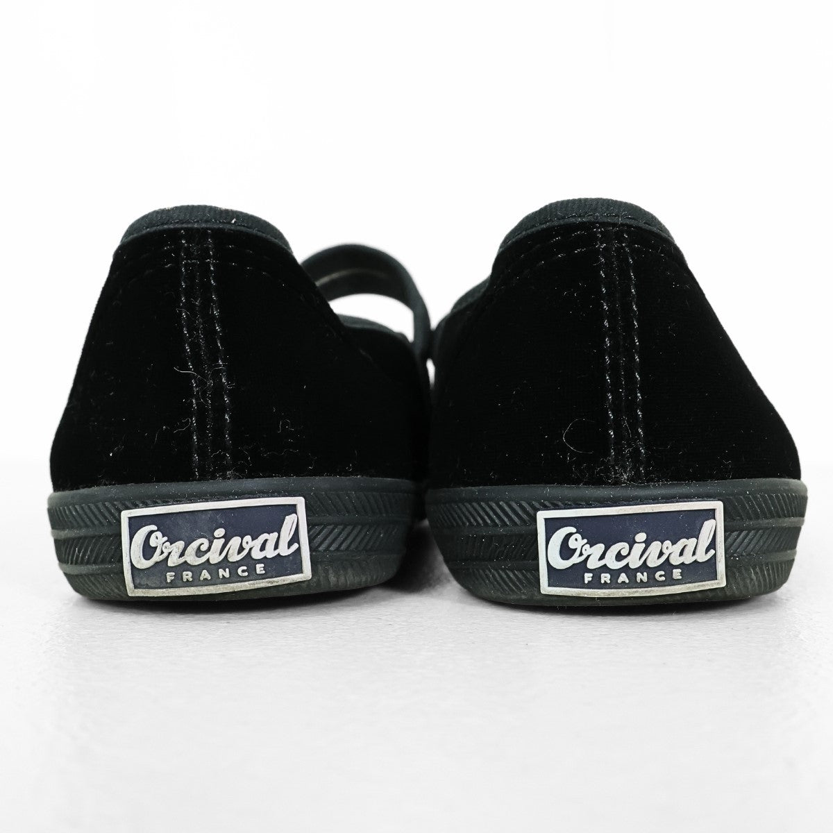 ORCIVAL オーシバル★ベロア♪フラットシューズ 23.5cm 黒系 ワンストラップ ラバーソール sh237