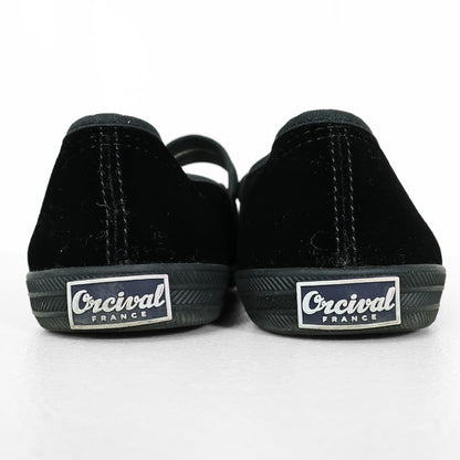 ORCIVAL オーシバル★ベロア♪フラットシューズ 23.5cm 黒系 ワンストラップ ラバーソール sh237