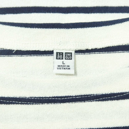 UNIQLOユニクロ★ベーシックなカットソー♪ボーダー 長袖 ロングTシャツ 大きいサイズL ユニクロ 濃紺系 z21143