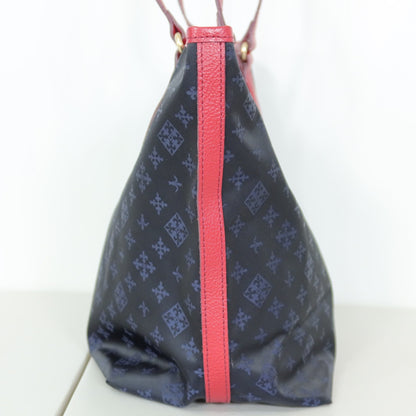 【美品】ラシットrusset★Lilyシリーズ 大人可愛い トートバッグ モノグラム A4収納可 ネイビー×ピンク ＊ba183