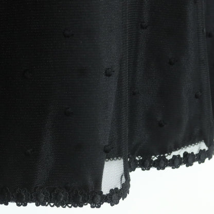 【極美品】ピンクハウス★ドットチュールレースのブラウス 大きいサイズL 黒系 リボン&お花のモチーフ付♪薄手 z18616