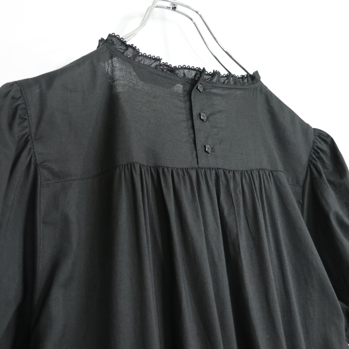 【極美品】ピンクハウス★たくし上げリボン♪ふんわりローンワンピース 黒系 ミニリボン使い♪2026年 z22517