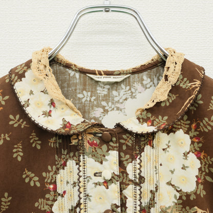 ベビーピンクハウス★いぬい薔薇ブーケpt♪半袖ワンピース ブラウン系 親子コーデに♪z23289