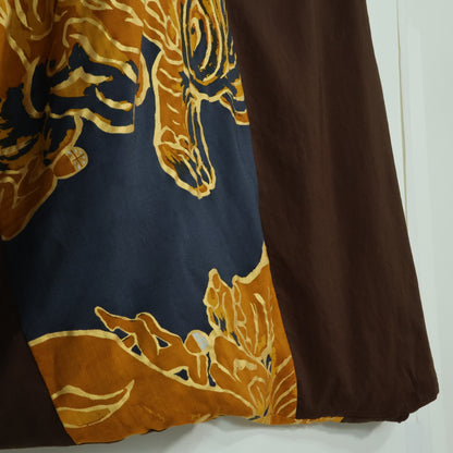 【美品！】ソウソウ SOUSOU★豪華な和柄が素敵♪ 富士 サルエルパンツ キーヤンコラボ ぞう サイズM 茶色系 z22897