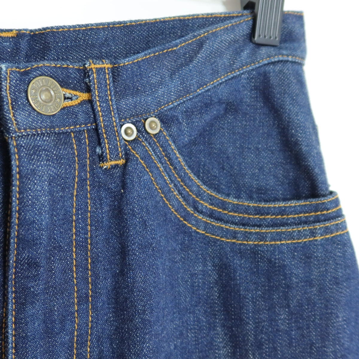 【美品】ピンクハウス★バラの刺繍が目を惹く♪レース デザインポケット デニムスカート 大きいサイズL ブルー系 z19912