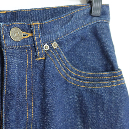 【美品】ピンクハウス★バラの刺繍が目を惹く♪レース デザインポケット デニムスカート 大きいサイズL ブルー系 z19912