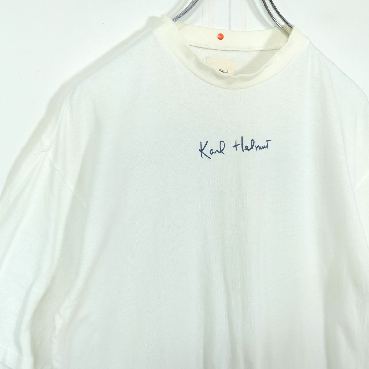 カールヘルム★上質な印象♪ ロゴプリント半袖カットソー・Tシャツ 白系 z22531