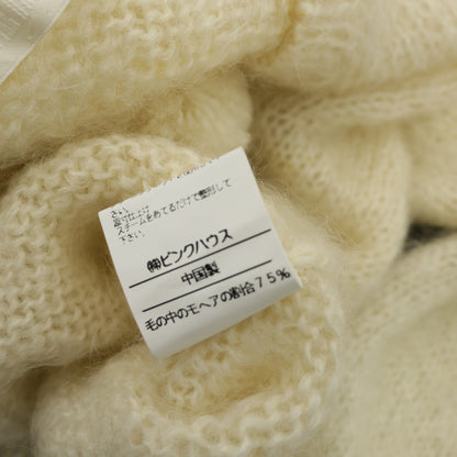 ピンクハウス★モヘア混♪ポンポン付ふんわりニットカーディガン エクリュ系 ウール100 前開き 無地 厚手 z23324