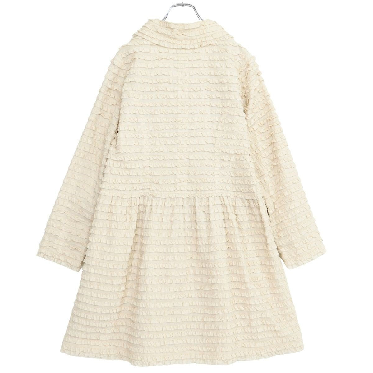 【美品!】ピンクハウス★段々ピコフリルたっぷりで可愛い♪ お花のモチーフ付き長袖コート アイボリー系 z21301
