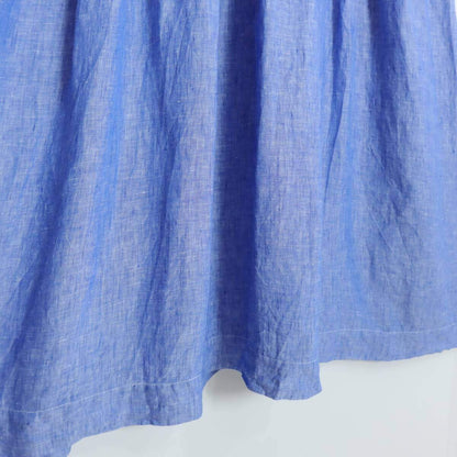【美品】ネストローブ nest Robe★バルーンスリーブ 麻100 リネンシャツワンピース サイズF ブルー系 薄手 無地 *z19321