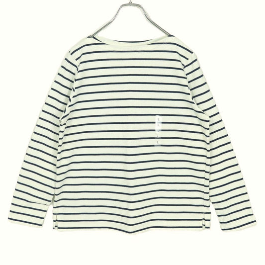 UNIQLOユニクロ★ベーシックなカットソー♪ボーダー 長袖 ロングTシャツ 大きいサイズL ユニクロ 濃紺系 z21143