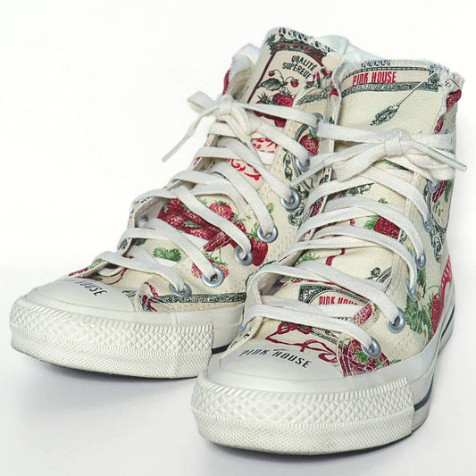 ピンクハウス×コンバース★CONVERSEコラボ サロンドフレーズ ハイカットスニーカー サイズ2(S) 生成り色系＊k3517
