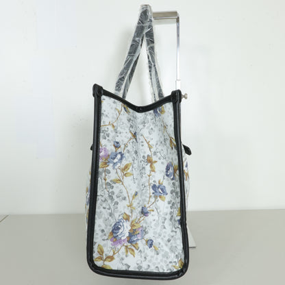 【美品】インゲボルグ★トートバッグ A4自立 パイピングトート 花柄 バラ 白系 ba264